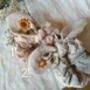 Bunny Bow Linen Scrunchies With Hand Embroidered Flower, thumbnail 3 of 10