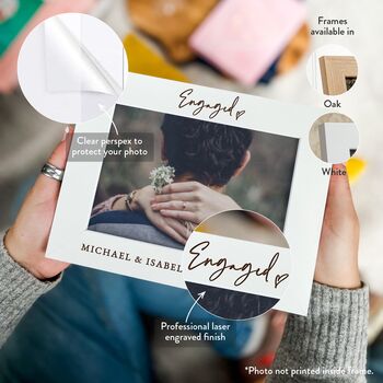 Personalised Couple Engagement Picture Frame Photo Gift, 4 of 12