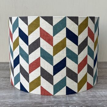 Phoenix Multicoloured Geometric Print Drum Lampshades, 5 of 8