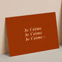 'Je T'aime' Modern Typography Postcard, thumbnail 3 of 5