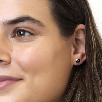 Sterling Silver Black Paw Print Stud Earrings – 5mm, 3 of 6