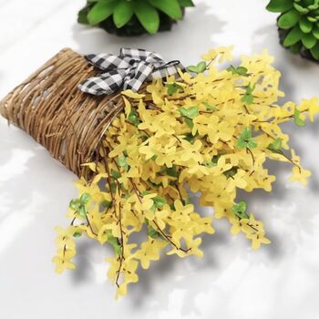 Yellow Forsythia Flower Basket Wreath, 5 of 7
