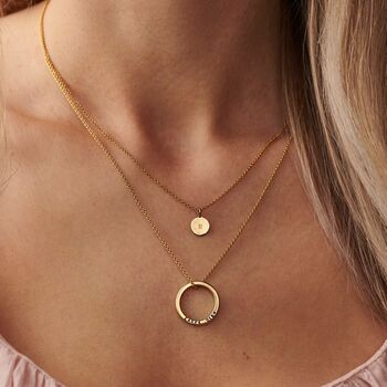 Mini Hammered Disc Initial Necklace, 4 of 9