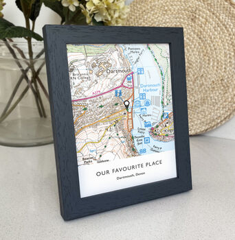 Favourite UK Map Personalised Print With Grey Frame, 6 of 10