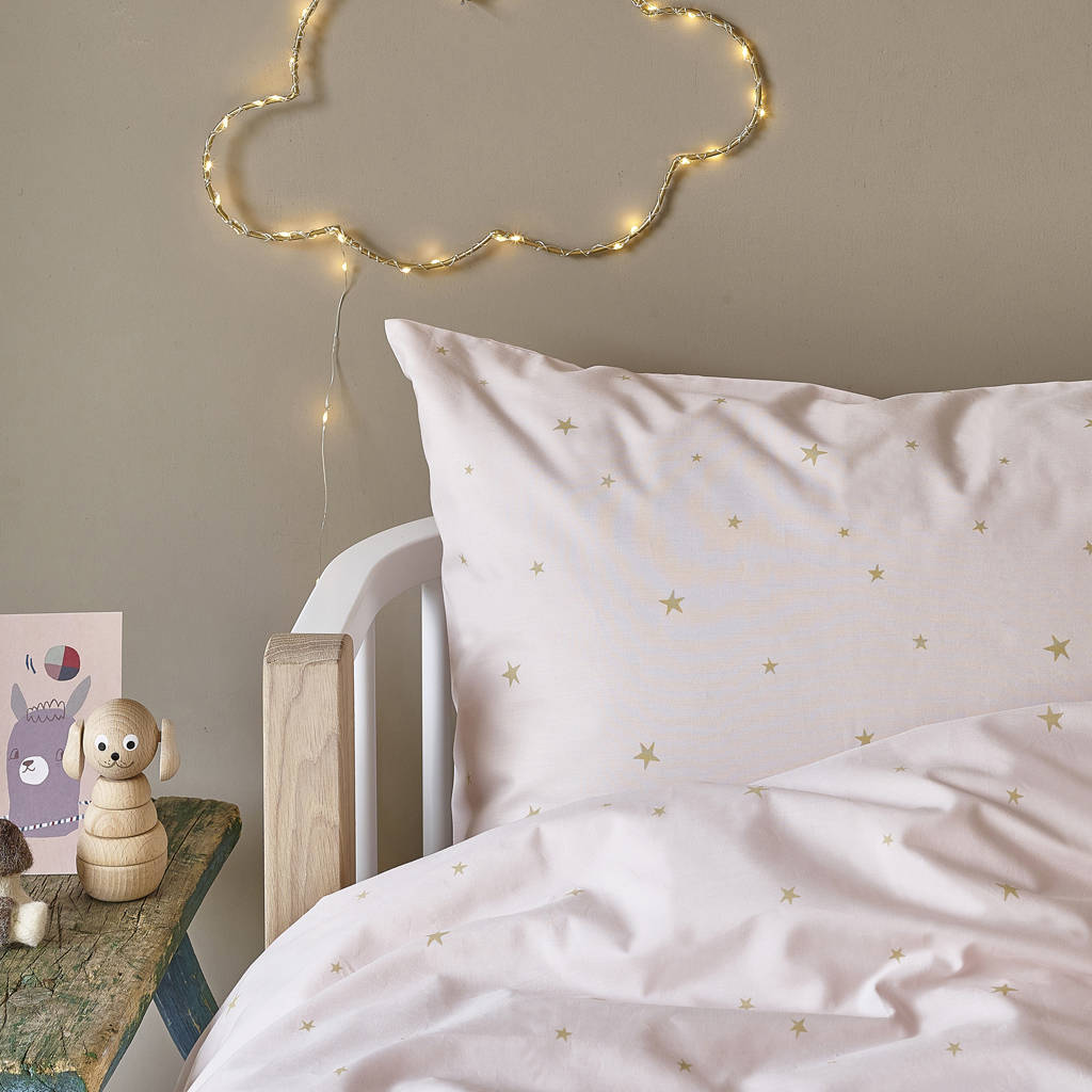 Pink Starry Sky Duvet Set In Cot Bed And Single By Hibou Home