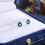 Sterling Silver Emerald Green Cz Bezel Stud Earrings, thumbnail 1 of 11