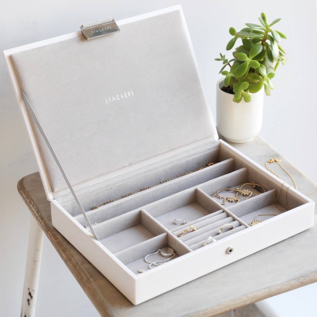 Personalised Silver And White Classic Jewellery Box Lid By Lisa Angel