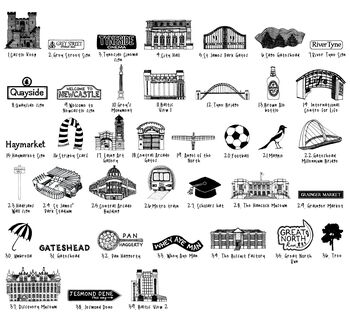 Newcastle Illustrated Wall Art Large, 4 of 7