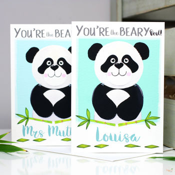 Personalised 'The Beary Best' Panda Card, 4 of 8