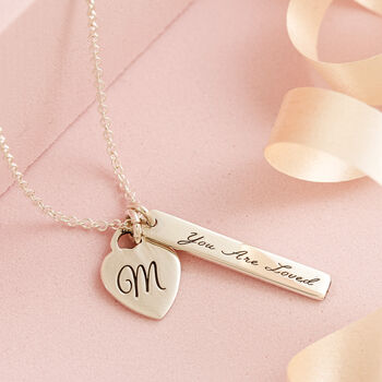 Heart And Message Tags Personalised Silver Necklace, 4 of 8