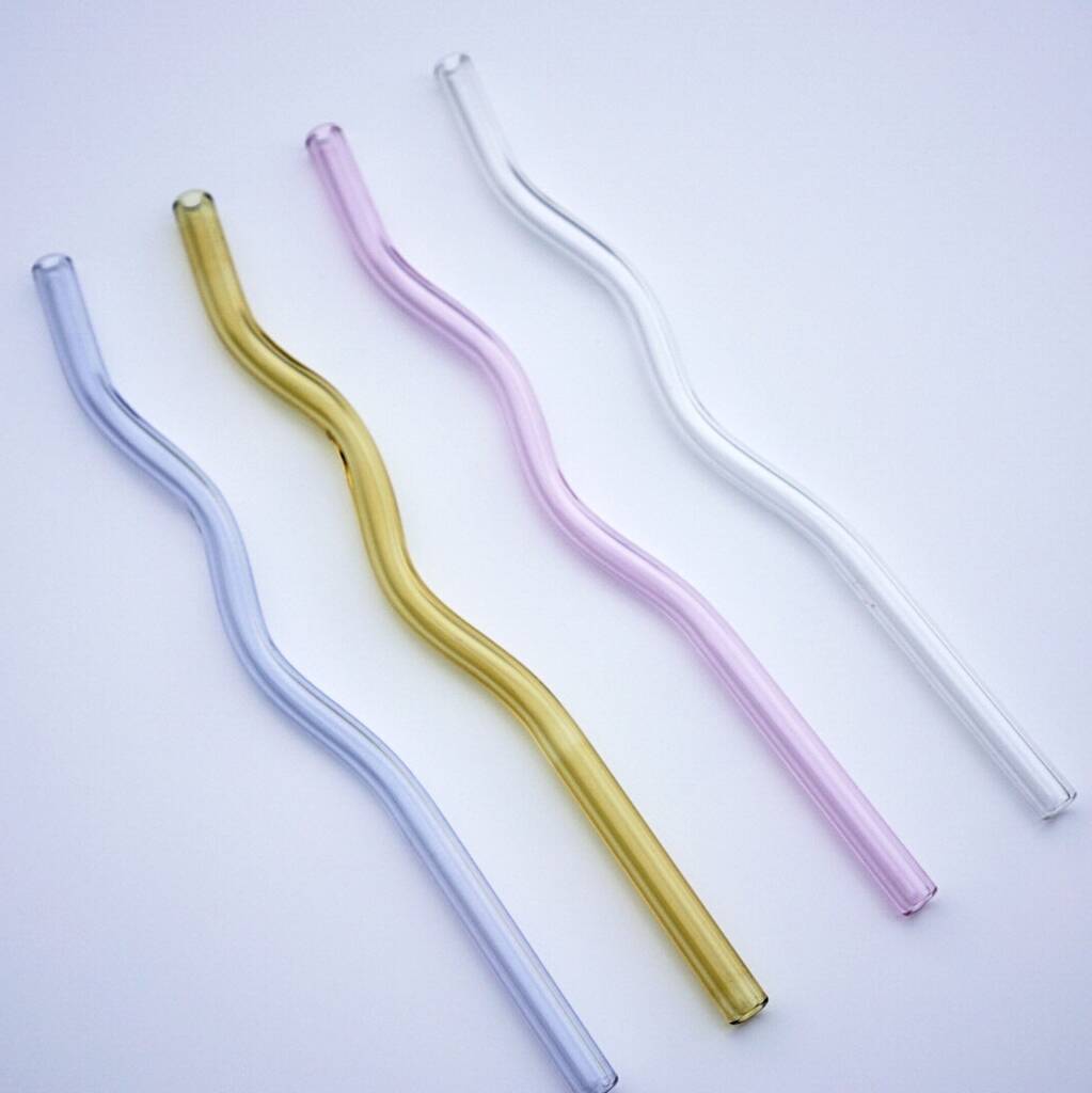Assorted Coloured Glass Reusable Straws Set Of Four, 1 of 2