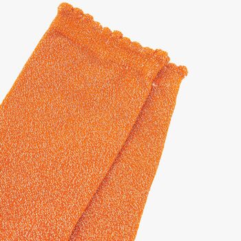 Women's Glitter Socks Tangerine Orange, 2 of 4