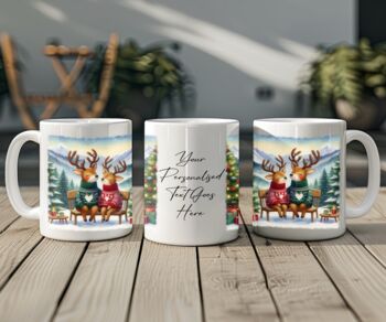 Personalised Christmas Reindeer Couple In Love Mug D, 2 of 2