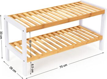 Two Tier Bamboo Shoe Rack Storage Organiser Shelf, 2 of 7