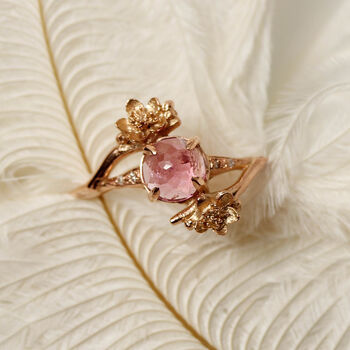 Cherry Blossom Pink Tourmaline And Diamonds Ring By Lee Renee