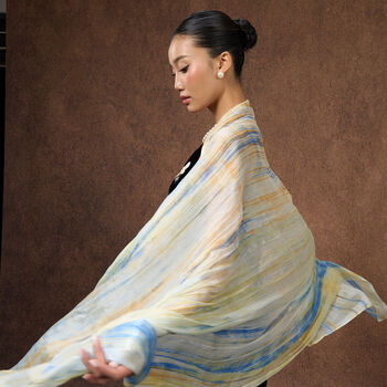 100% Mulberry Silk Scarf, Pastel Yellow In Gift Box, 3 of 11