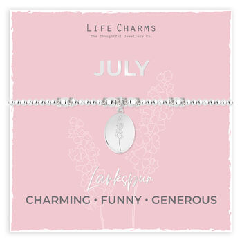 July Birth Flower Silver Plated Beaded Charm Bracelet, 3 of 3