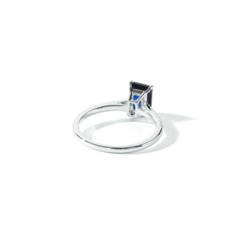 Octagon Created Sapphire Natural Diamond Rings, 6 of 9