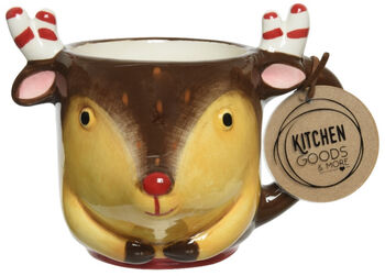 Ceramic Christmas Reindeer Shaped Mug, 4 of 8