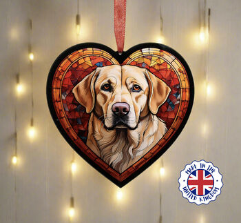 Labrador Stained Glass Effect Heart Suncatcher, 8 of 9