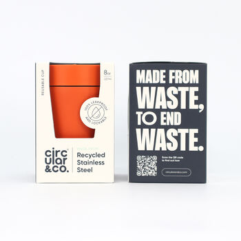 Circular And Co Travel Mug Made From Recycled Stainless Steel 8oz Sunrise Orange, 2 of 8