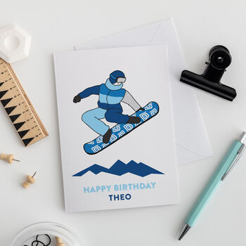 Personalised Snow Boarding Birthday Card, 3 of 3