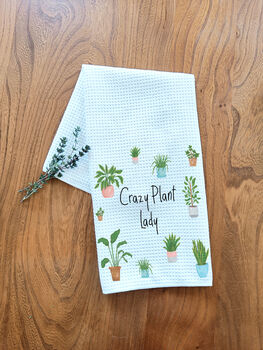 Personalised Crazy Plant Lady Tea Towel, 4 of 5