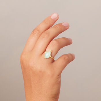 Aquamarine Pear Shaped Matt Gold Vermeil Ring, 2 of 10