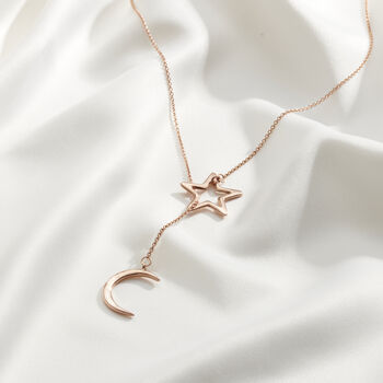 Personalised Moon And Star Lariat Necklace, 5 of 12