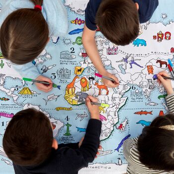 Colour In World Map Tablecloth Kit + 10 Pens, 5 of 7