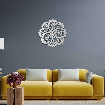 Round Wooden Mandala Modern Flower Wall Art Decor, 7 of 10