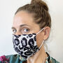 Grey And Black Leopard Print 100% Cotton Face Mask, thumbnail 1 of 2