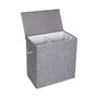 142 L Grey Fabric Double Clothes Laundry Hamper Basket, thumbnail 5 of 8