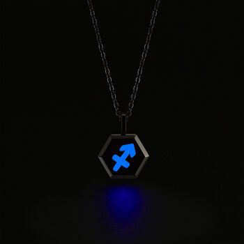 Sagittarius Zodiac Glowing Pendant Necklace With Uv Keyring Torch, 12 of 12