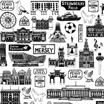 Liverpool Illustrated Black And White Print, 4 of 7