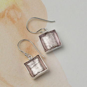 Murano Glass Square Drop Silver Earrings, 10 of 12