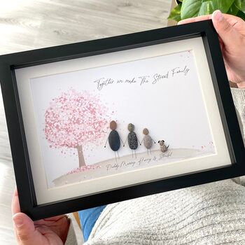 Personalised Family Blossom Pebble Picture, 2 of 5