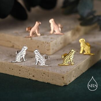 Sterling Silver Tiger Stud Earrings, 5 of 12