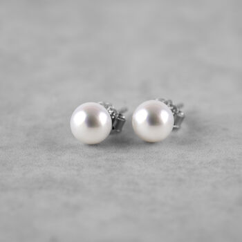 White Freshwater Pearl Sterling Silver Stud Earrings, 6 of 10