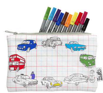 Cars And Tractors Colour In Pencil Case Kit + 10 Pens, 5 of 5