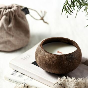 Toasted Coconut Handmade Soy Coconut Shell Candle, 2 of 6
