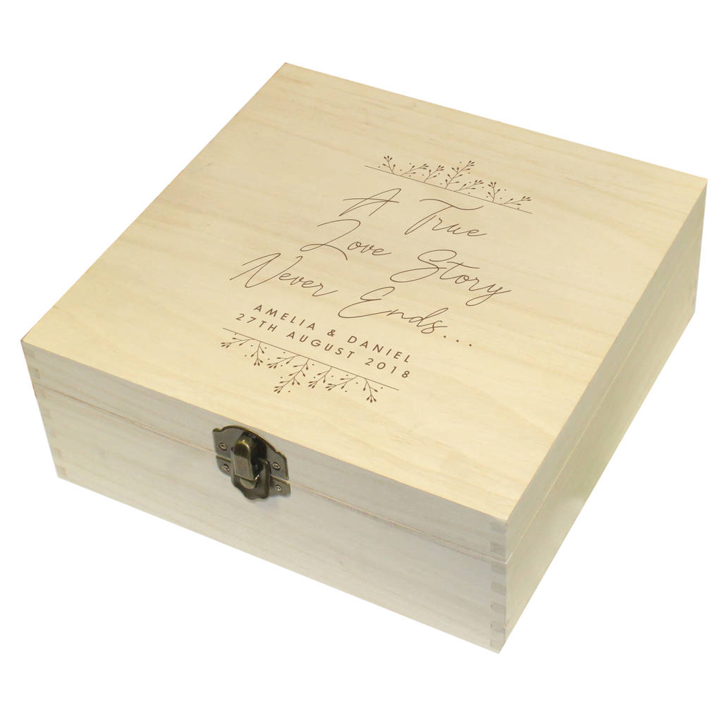 True Love Story Personalised Wedding Keepsake Box By British and