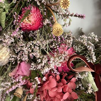 Autumnal Dried Flower Heather And Poppy Wreath, 9 of 9
