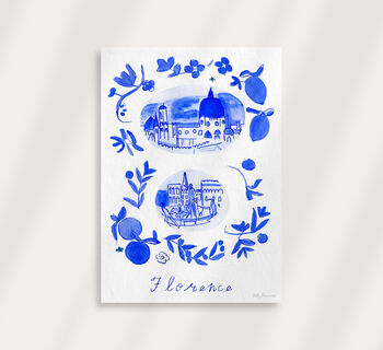 Scenes Of Florence, Italy Blue Tile Inspired Travel Print, 10 of 12