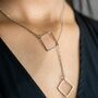Square Y Shape Drop Gold Plated Lariat Bar Necklace, thumbnail 1 of 7