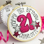 Personalised 21st Birthday Embroidered Hoop Card, thumbnail 1 of 6