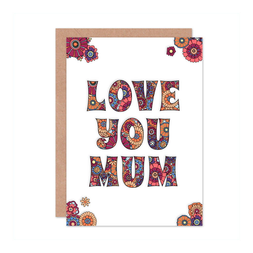 Retro Floral Mum Birthday Mothers Day Card By Wee Blue Coo