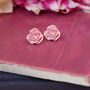 Pink Rose Flower Stud Earrings, thumbnail 1 of 3