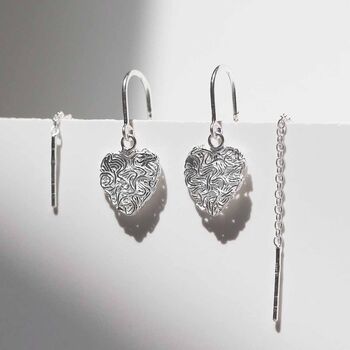 Sterling Silver Filigree Heart Threaders, 4 of 6