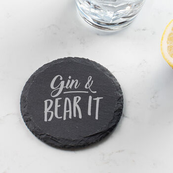 Gin And Bear It Motivational Quotes Slate Coaster, 4 of 5